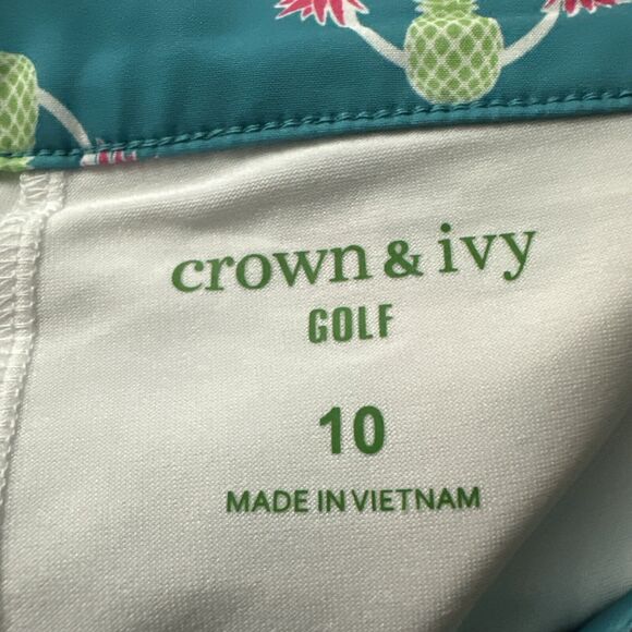 Crown & Ivy Golf Skort Skirt sz 10 Turquoise Pineapple Pocket Built In Short New - Picture 6 of 9